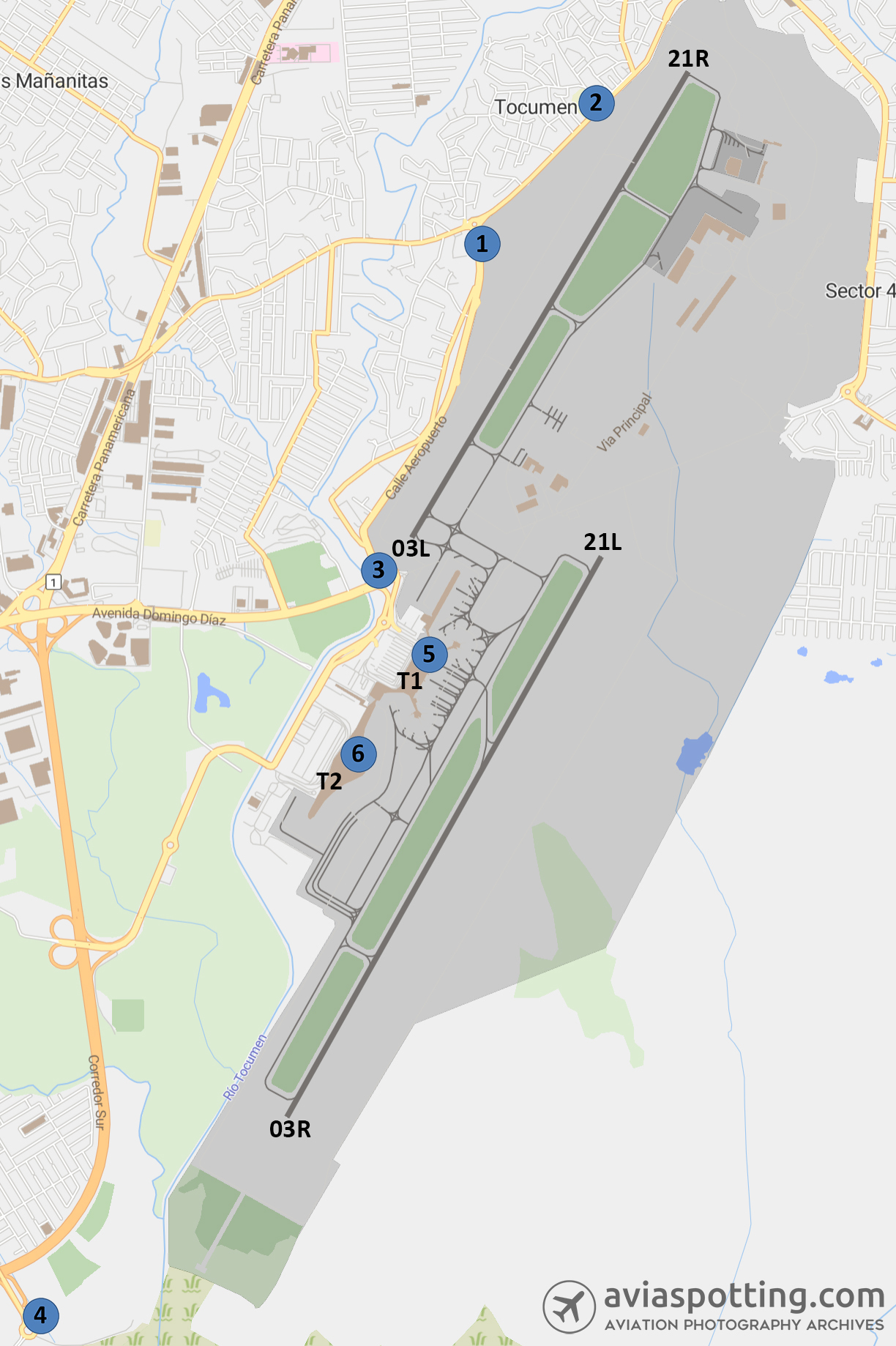 ONC TPC 航空地図 Panama City Tocumen International Airport (PTY) Spotting Guide